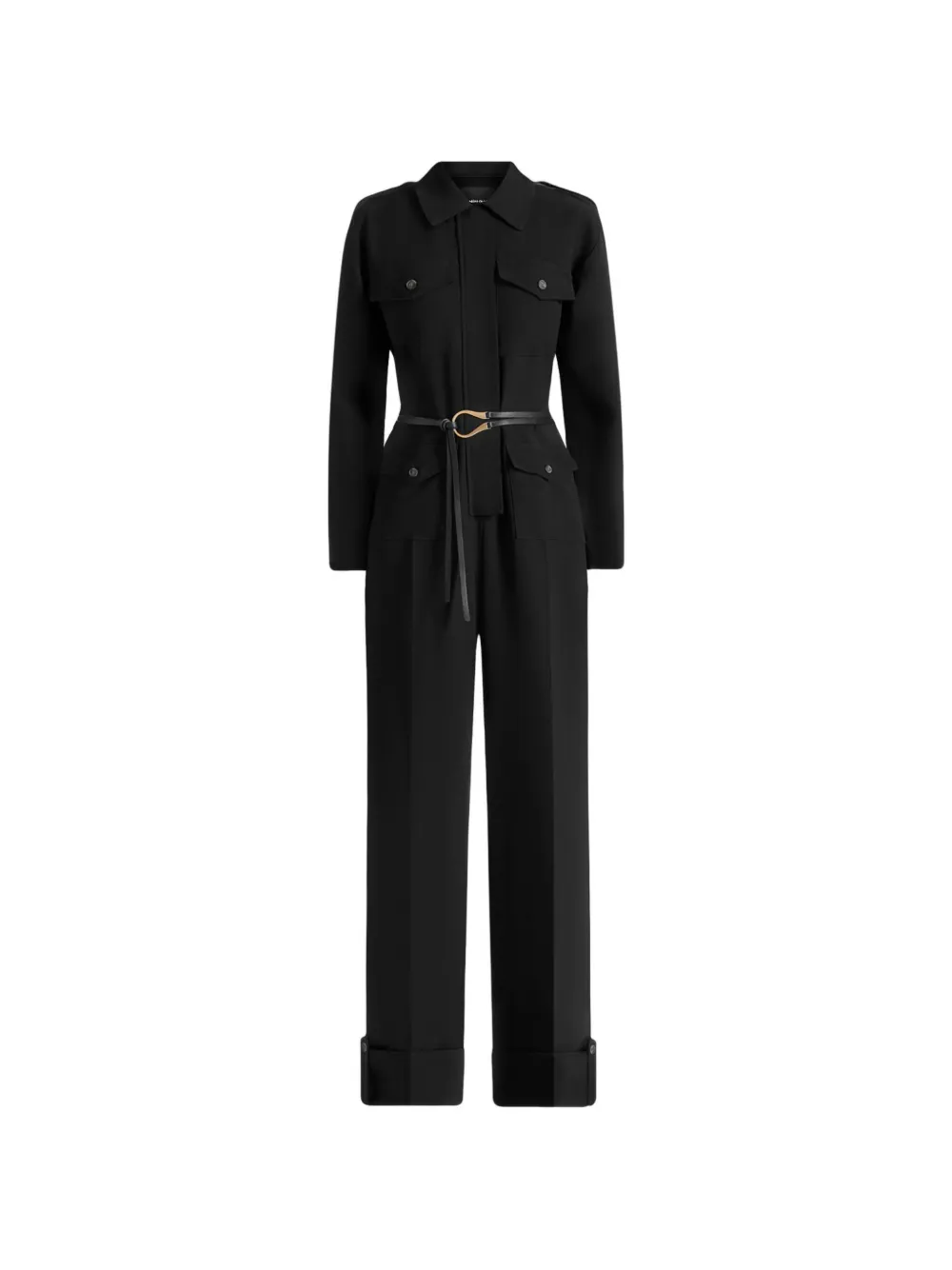 Manière De Voir Ruby Utility-Jumpsuit aus Krepp mit Gürtel - Schwarz