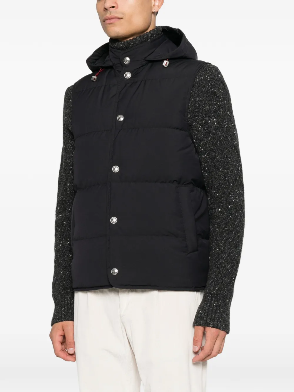 Eleventy Bodywarmer met capuchon Zwart