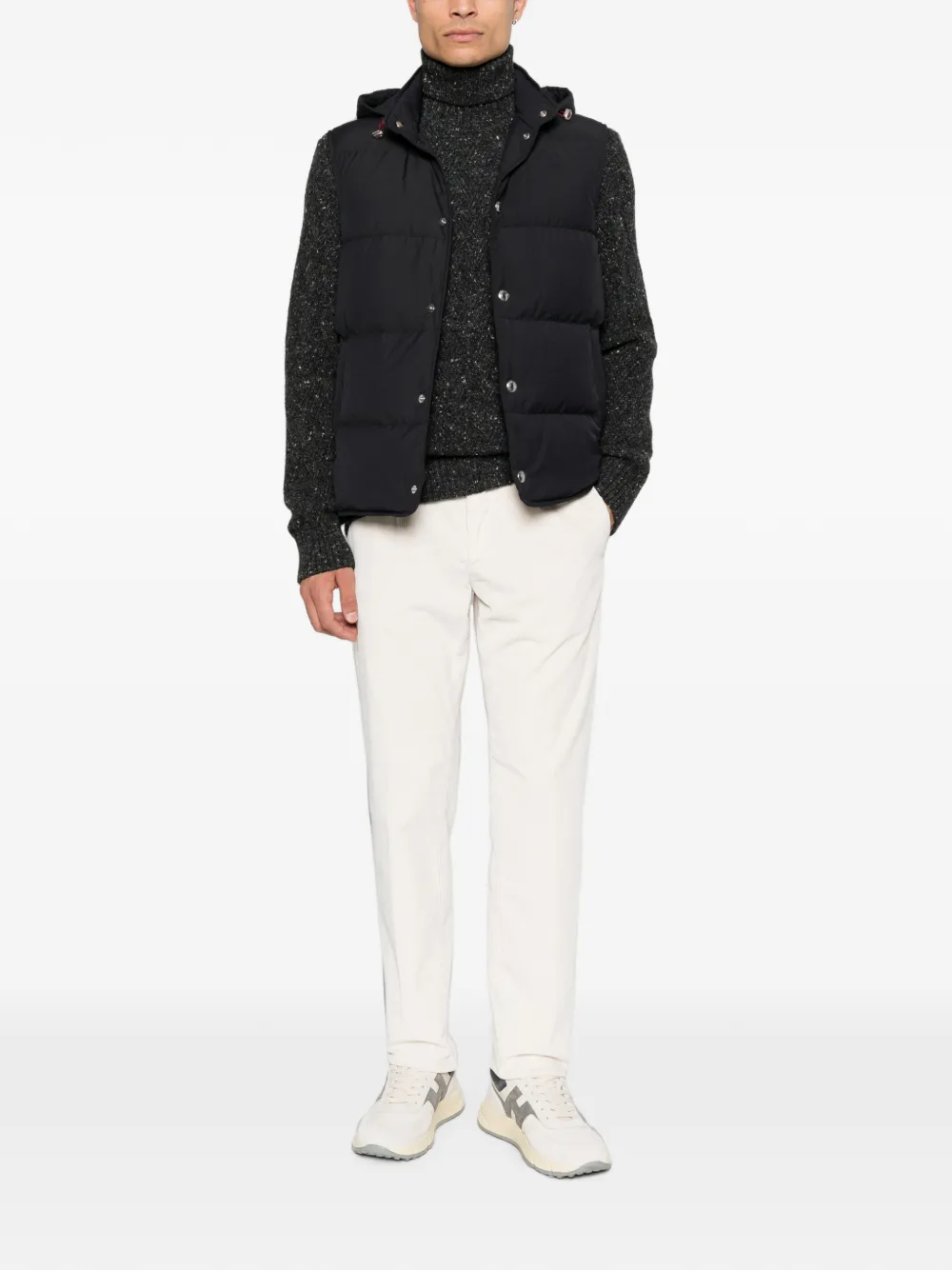 Eleventy Bodywarmer met capuchon Zwart