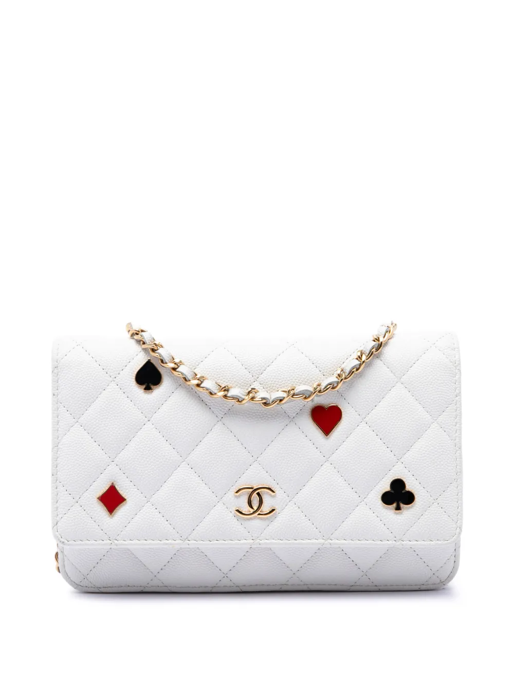 CHANEL Pre-Owned 2021-2026 CC Quilted Caviar Coco Casino Wallet on Chain crossbody bag - Bianco