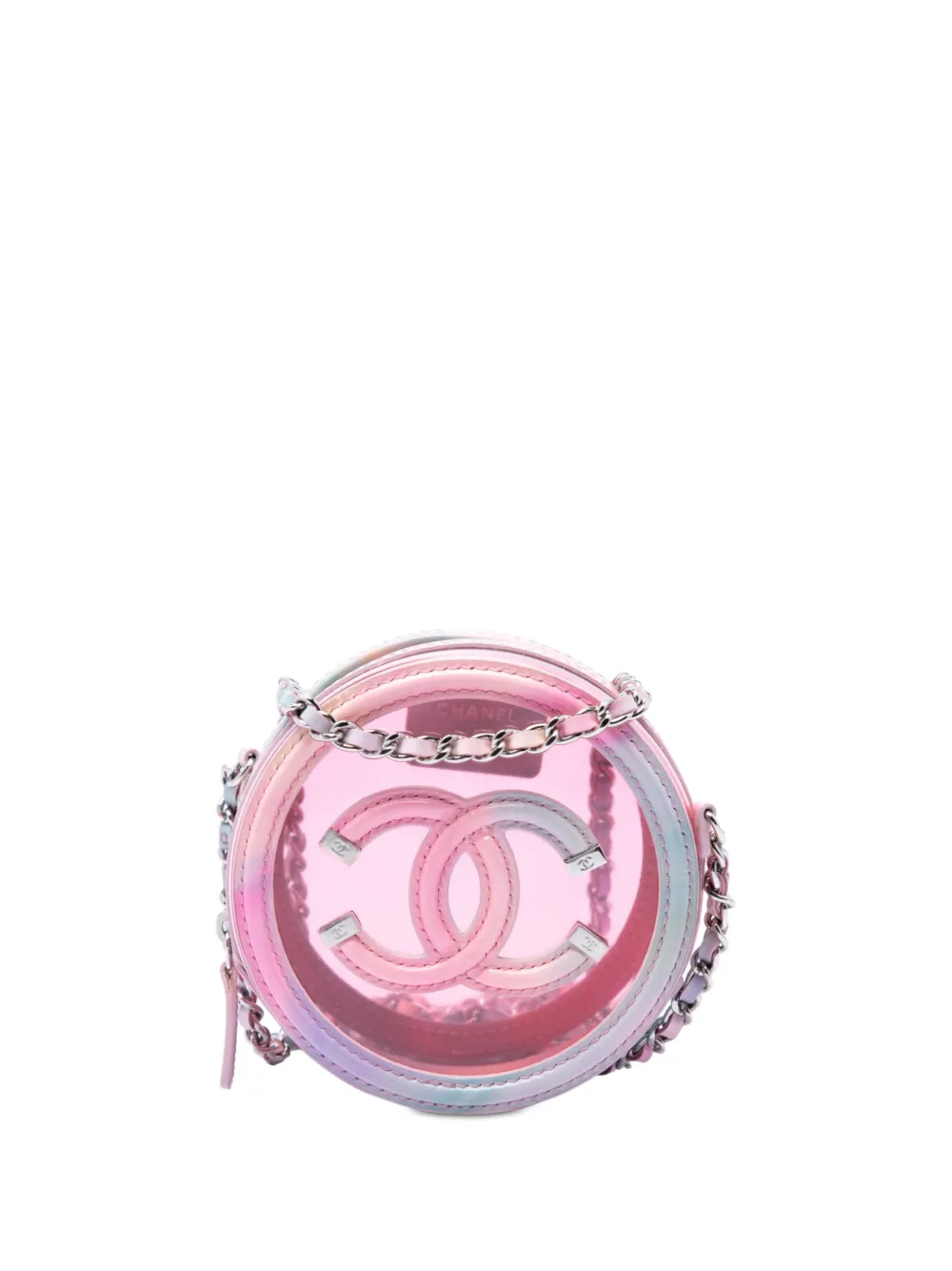 CHANEL Pre-Owned 2019 PVC and Lambskin CC Filigree Round Clutch with Chain crossbody bag - Rosa