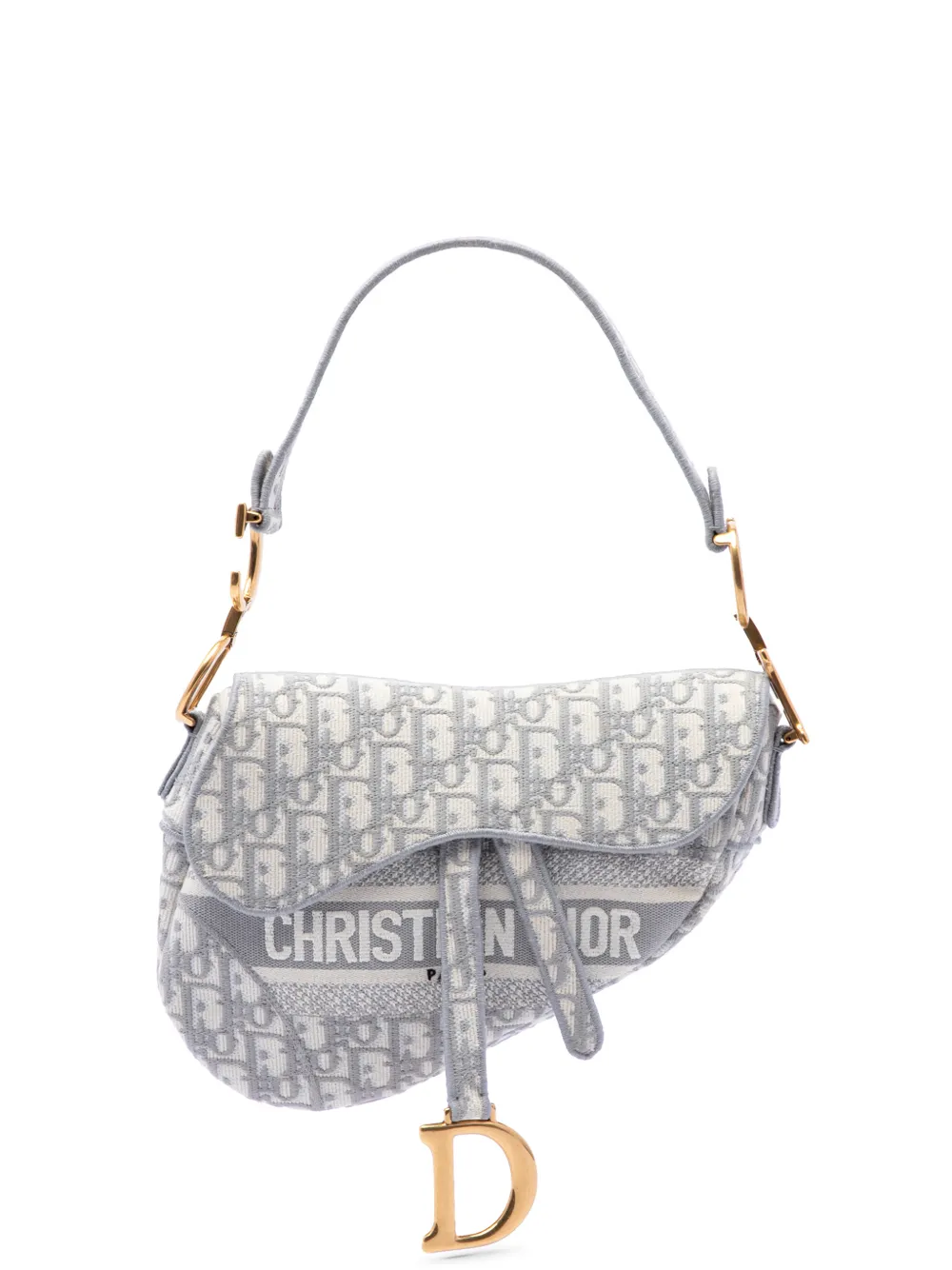 Christian Dior Pre-Owned 2020 Oblique Embroidered Canvas Saddle Bag shoulder bag - Grau