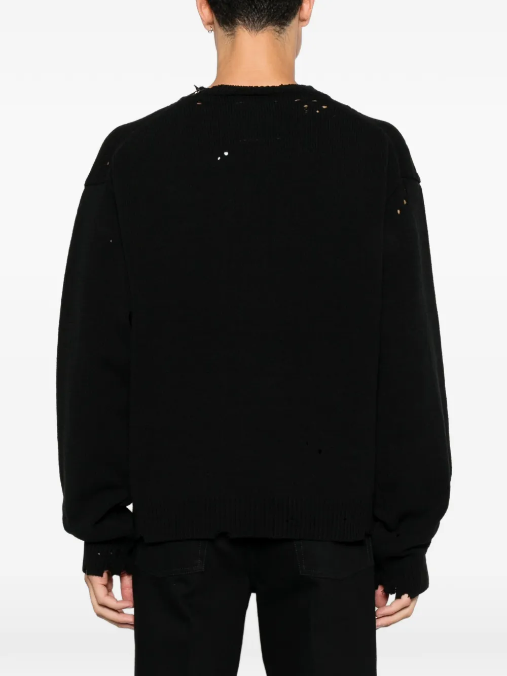Maison MIHARA YASUHIRO Gebreide trui met jacquard en gerafelde details Zwart