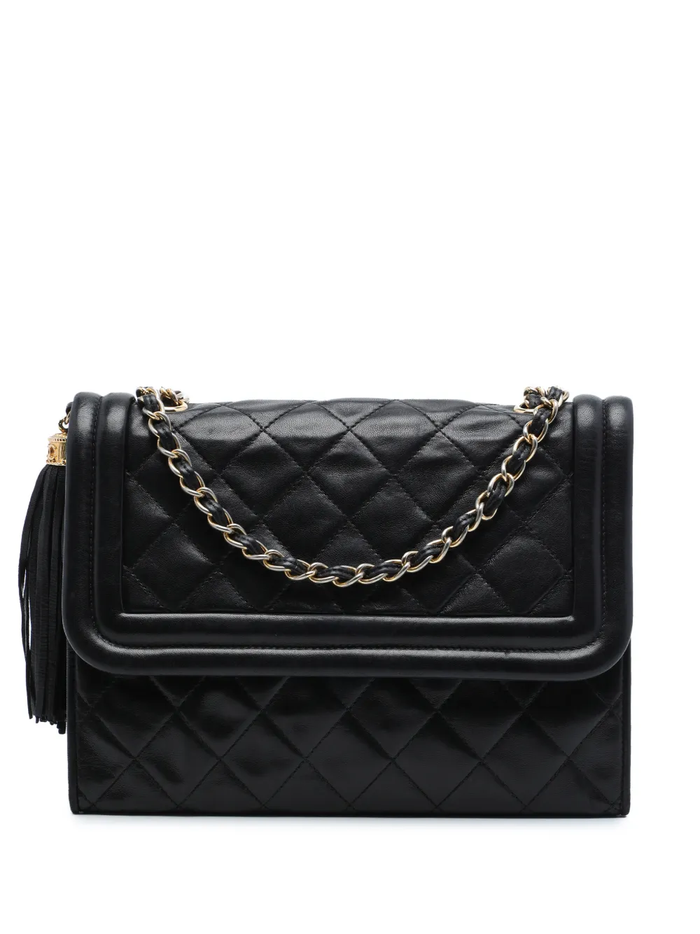 CHANEL Pre-Owned 1989-1991 Quilted Lambskin Tassel Flap crossbody bag - Nero