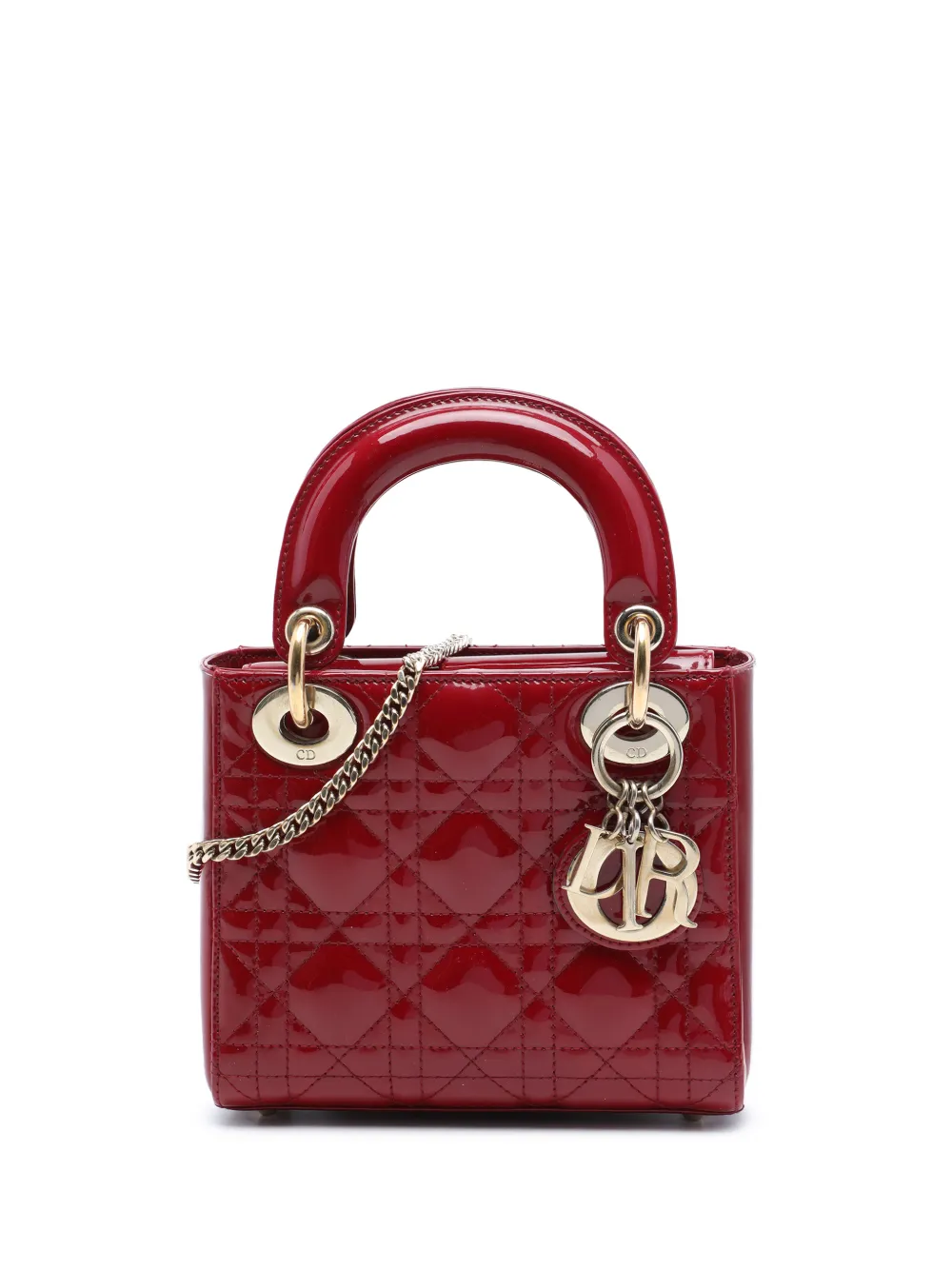 Christian Dior Pre-Owned 2018 Mini Patent Cannage Lady Dior satchel - Red