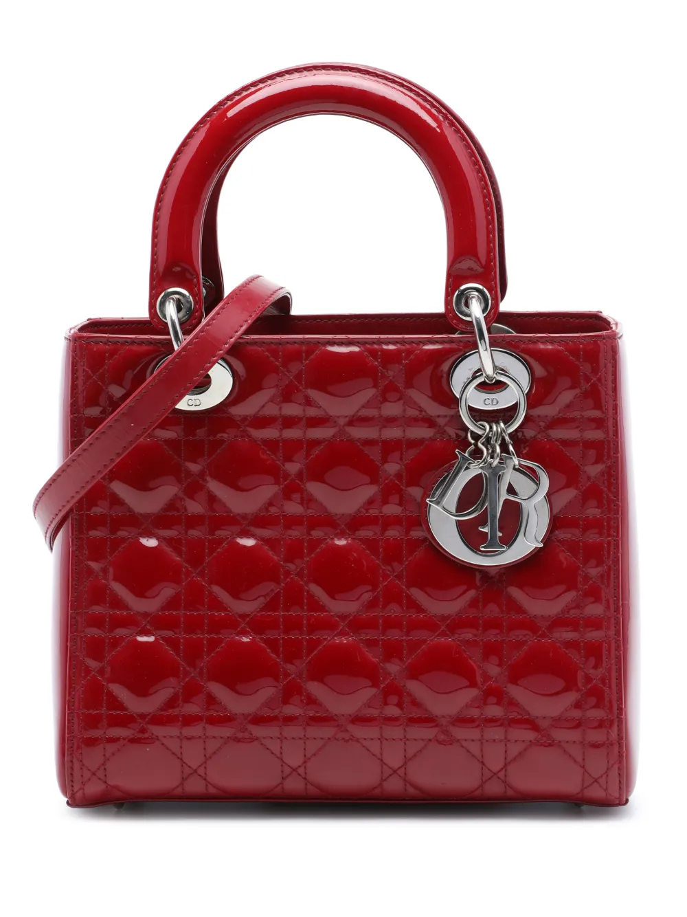 Christian Dior Pre-Owned 2012 Medium Patent Cannage Lady Dior satchel - Rot
