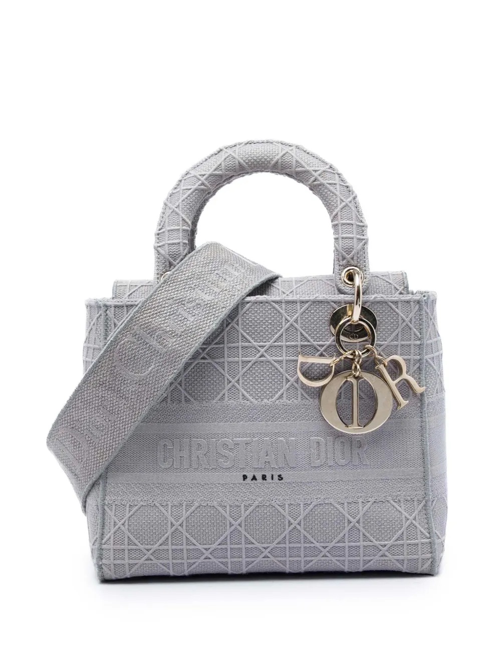 Christian Dior Pre-Owned 2020 Medium Embroidered Canvas Cannage Lady D Lite satchel - Grau