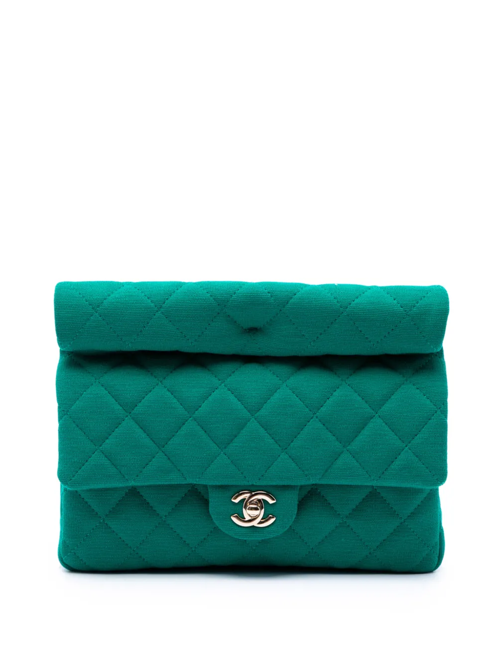 CHANEL Pre-Owned 2021-2026 CC Quilted Jersey Roll clutch bag - Verde