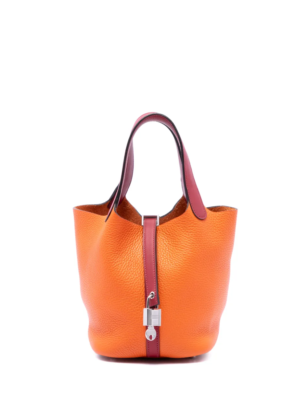 Hermès Pre-Owned Borsa a mano Picotin Lock 18 in pelle Clemence e Swift bicolore 2016 - Arancione