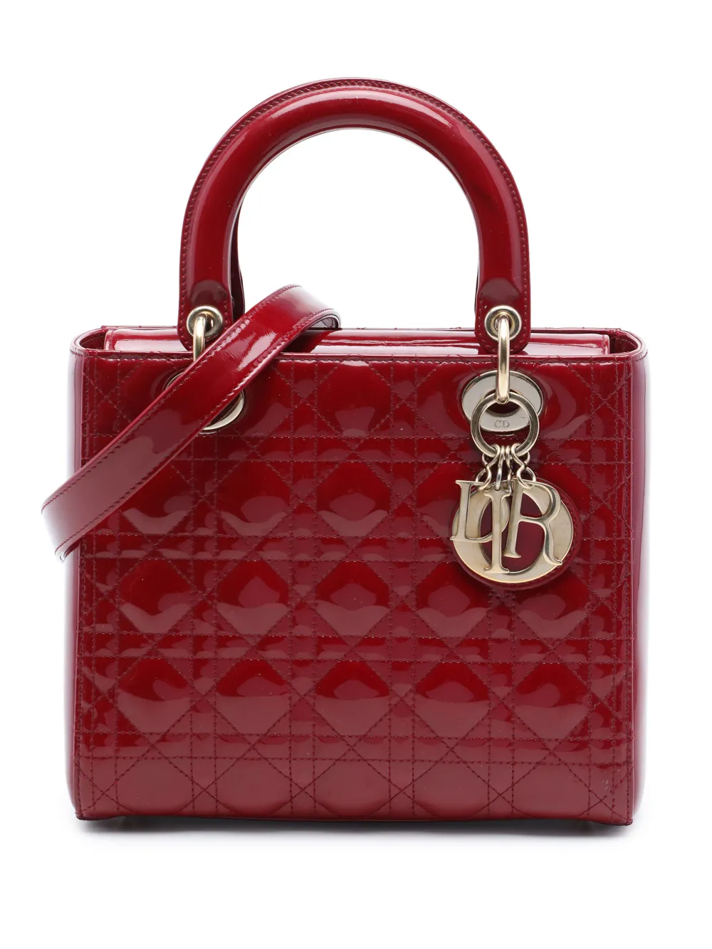 Christian Dior Pre-Owned 2000 Medium Patent Cannage Lady Dior satchel - Rot