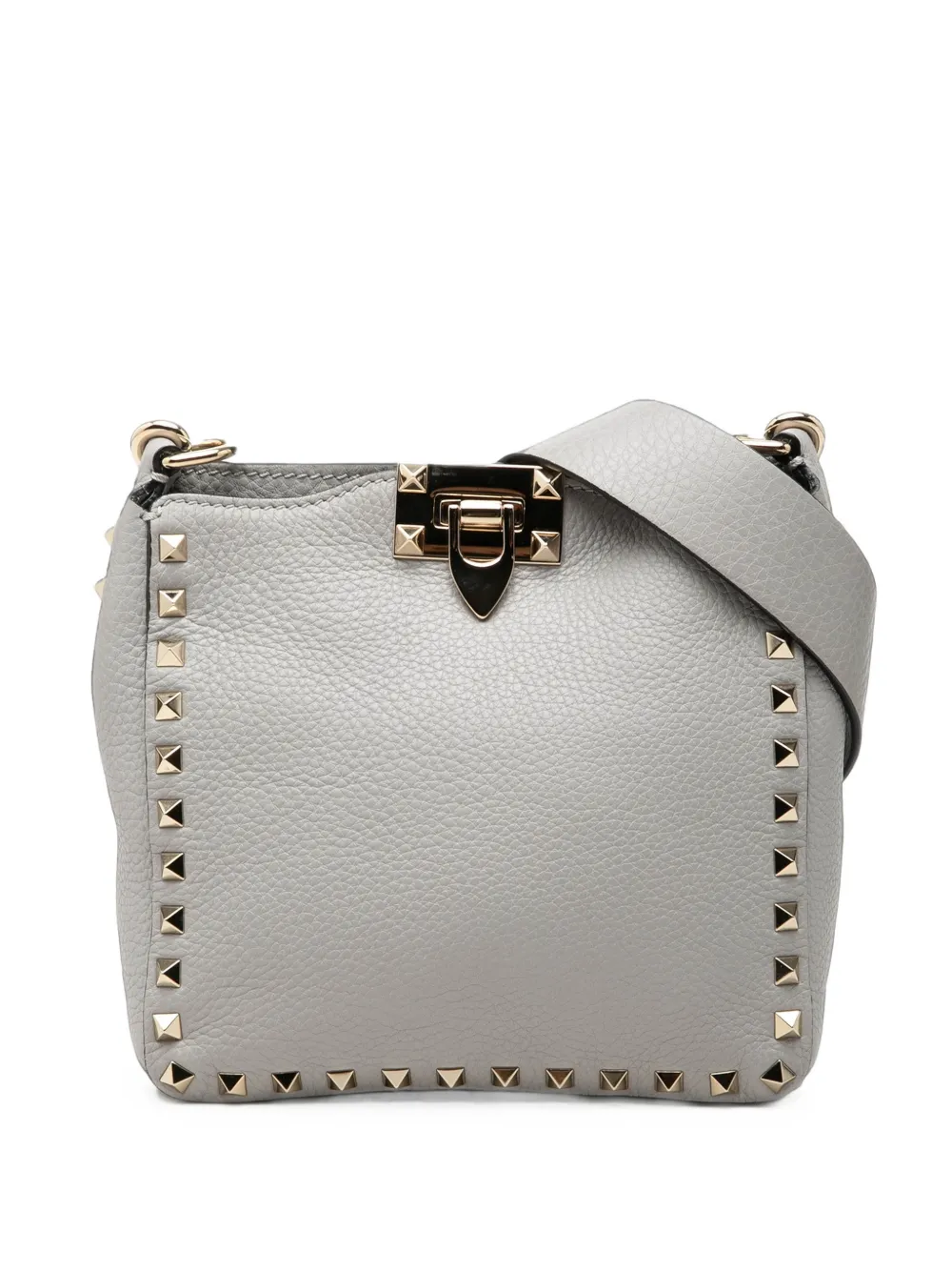 Valentino Garavani Pre-Owned 2000-2017 Mini Pebbled Calfskin Rockstud Flip Lock Messenger Bag crossbody bag - Grau