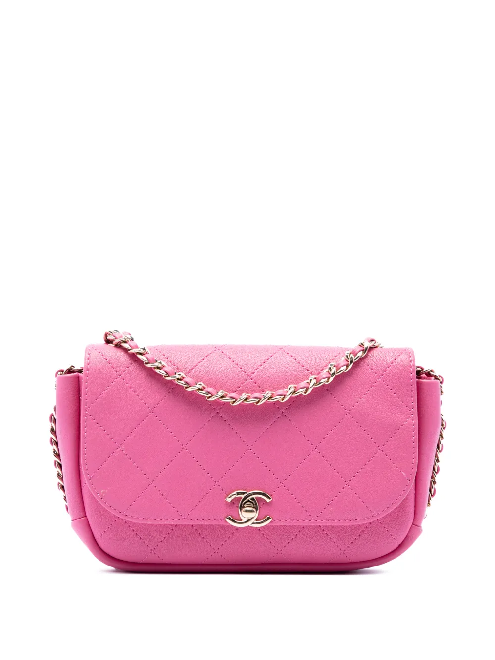 CHANEL Pre-Owned 2018-2019 CC Quilted Goatskin Casual Trip Flap crossbody bag - Rosa