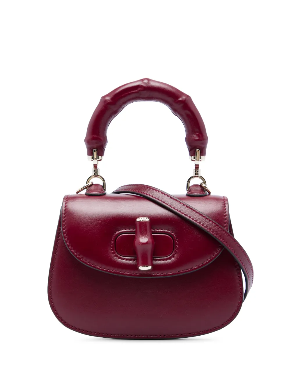 Gucci Pre-Owned Borsa a tracolla Night mini in pelle di vitello con dettagli in bambù 2016-2026 - Rosso