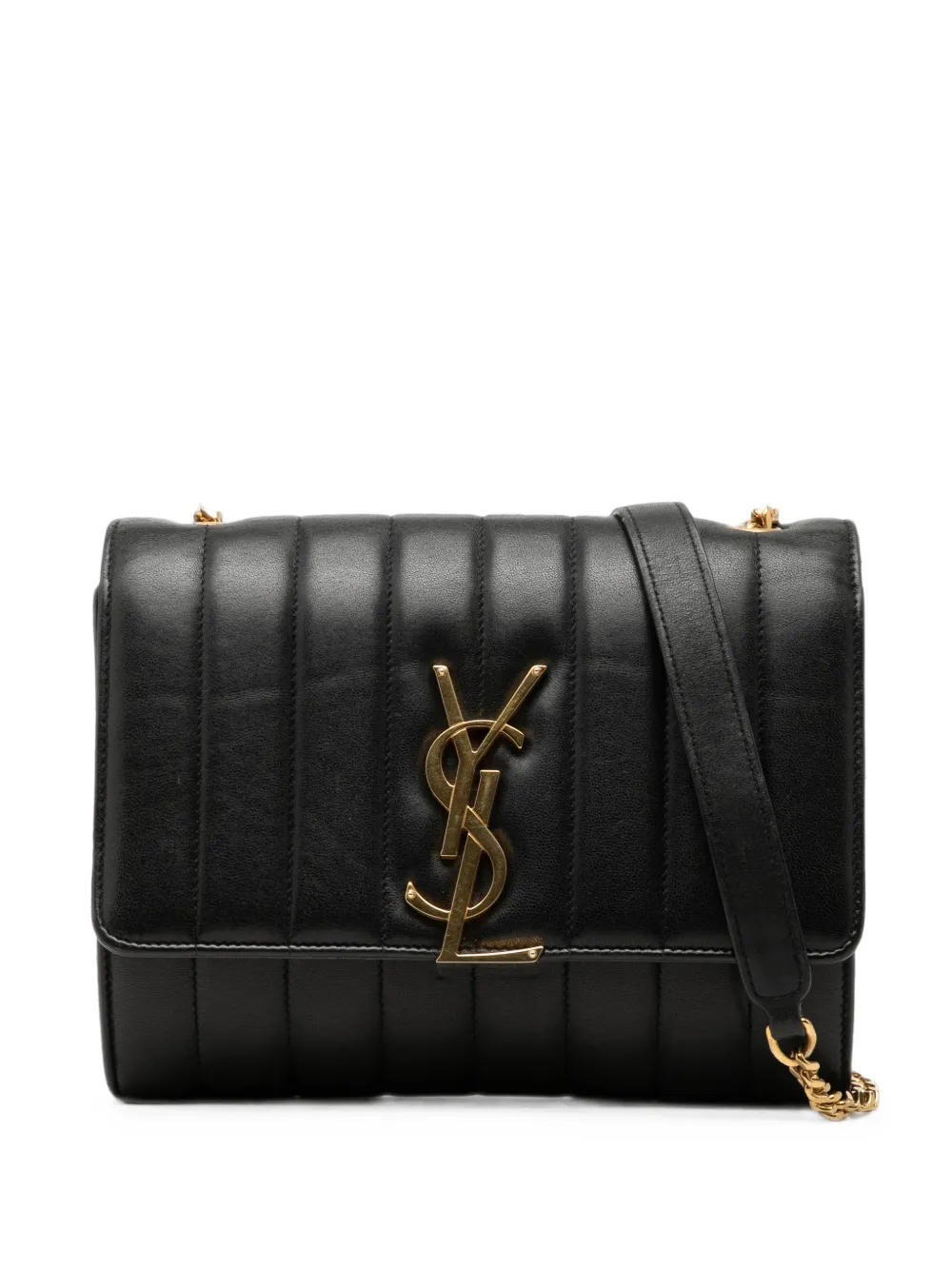 Saint Laurent Pre-Owned 2018-2020 Matelasse Lambskin Monogram Vicky Chain Wallet crossbody bag - Schwarz