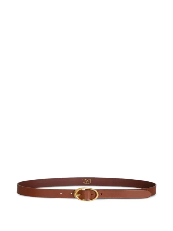 Twp Narrow Oval-buckle Belt in Brown