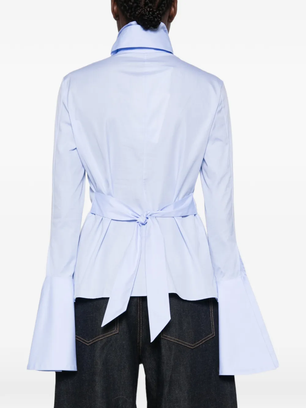 A.W.A.K.E. Mode Blouse met hoge kraag Blauw
