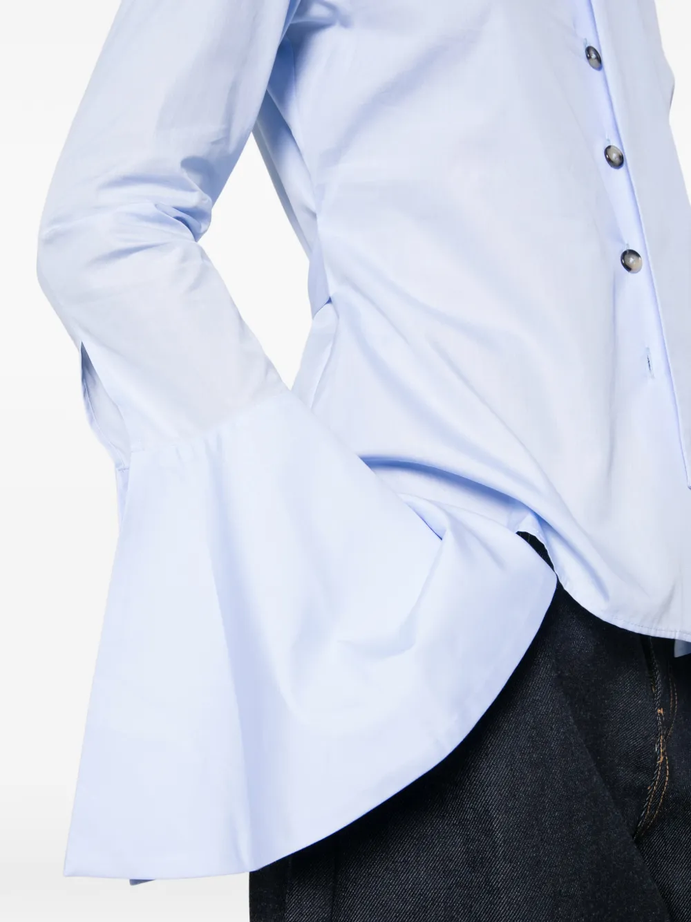 A.W.A.K.E. Mode Blouse met hoge kraag Blauw