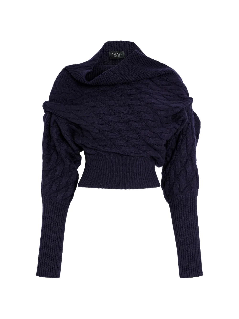 A.W.A.K.E. Mode Cropped-Pullover mit Zopfmuster - Blau