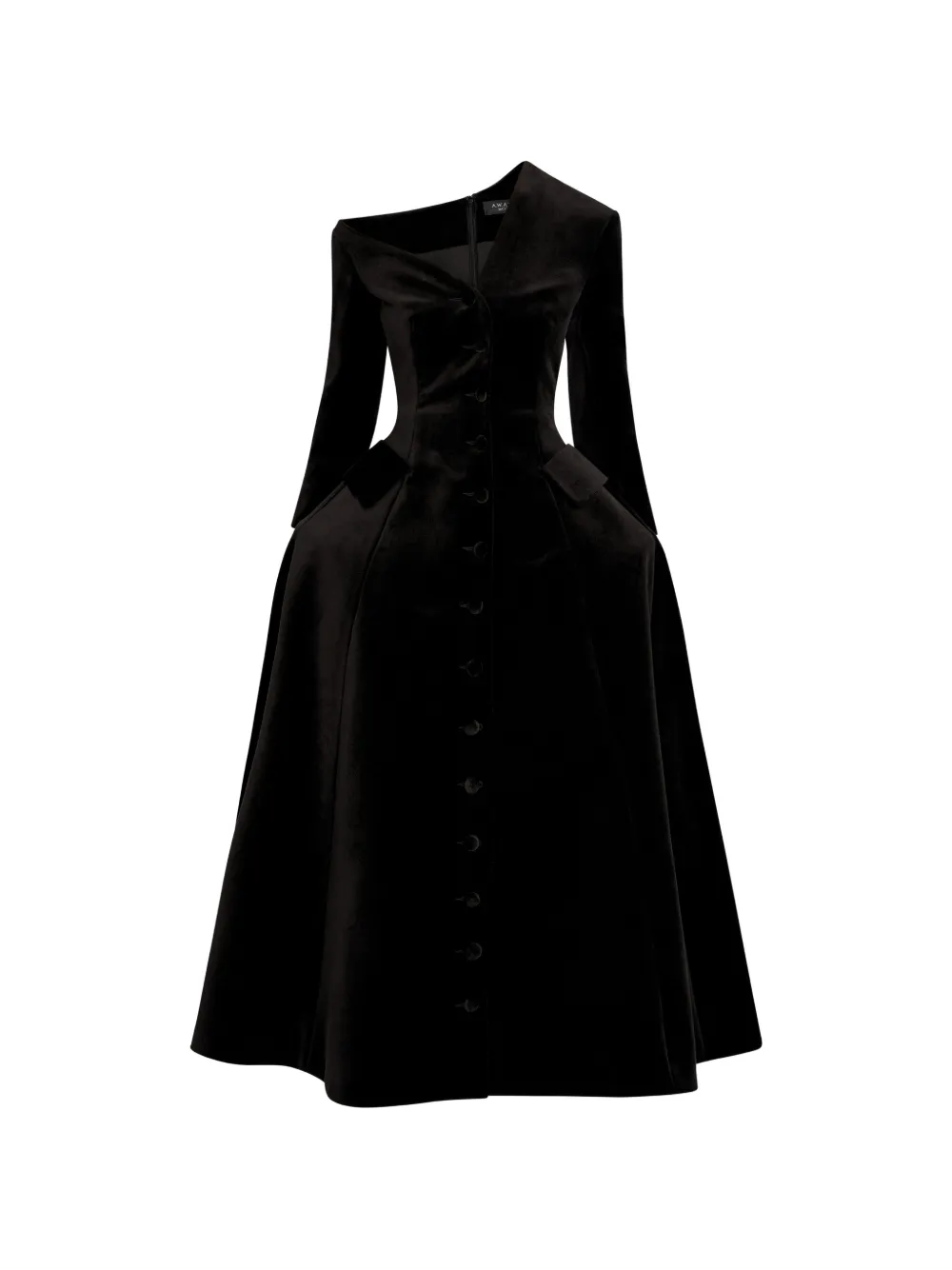 A.w.a.k.e. Off-shoulder Basque Maxi Dress In Black