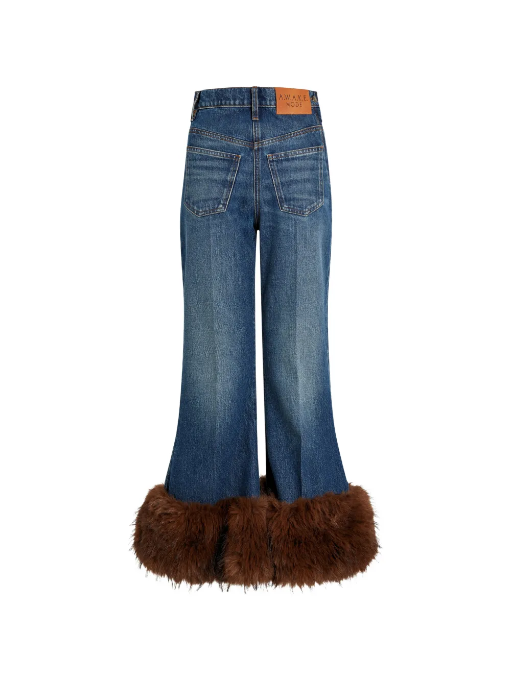 A.W.A.K.E. Mode Schlagjeans aus Faux Fur - Blau