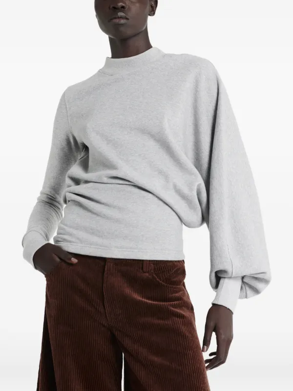 A.W.A.K.E. Mode Asymmetric Slouched-sleeve Sweatshirt in Grey