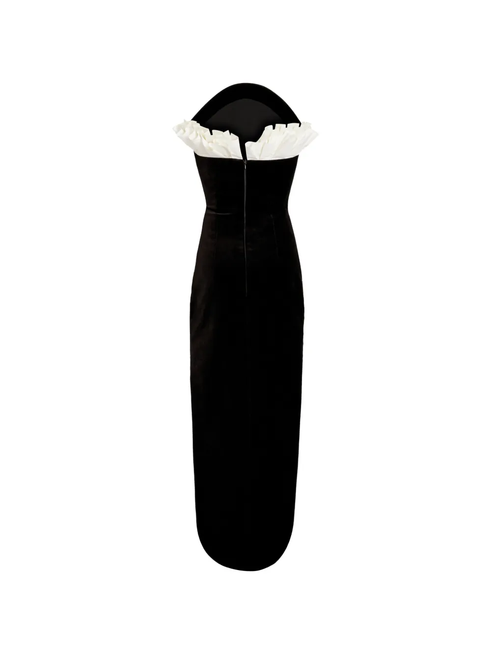 A.W.A.K.E. Mode Strapless maxi-jurk met ruches Zwart