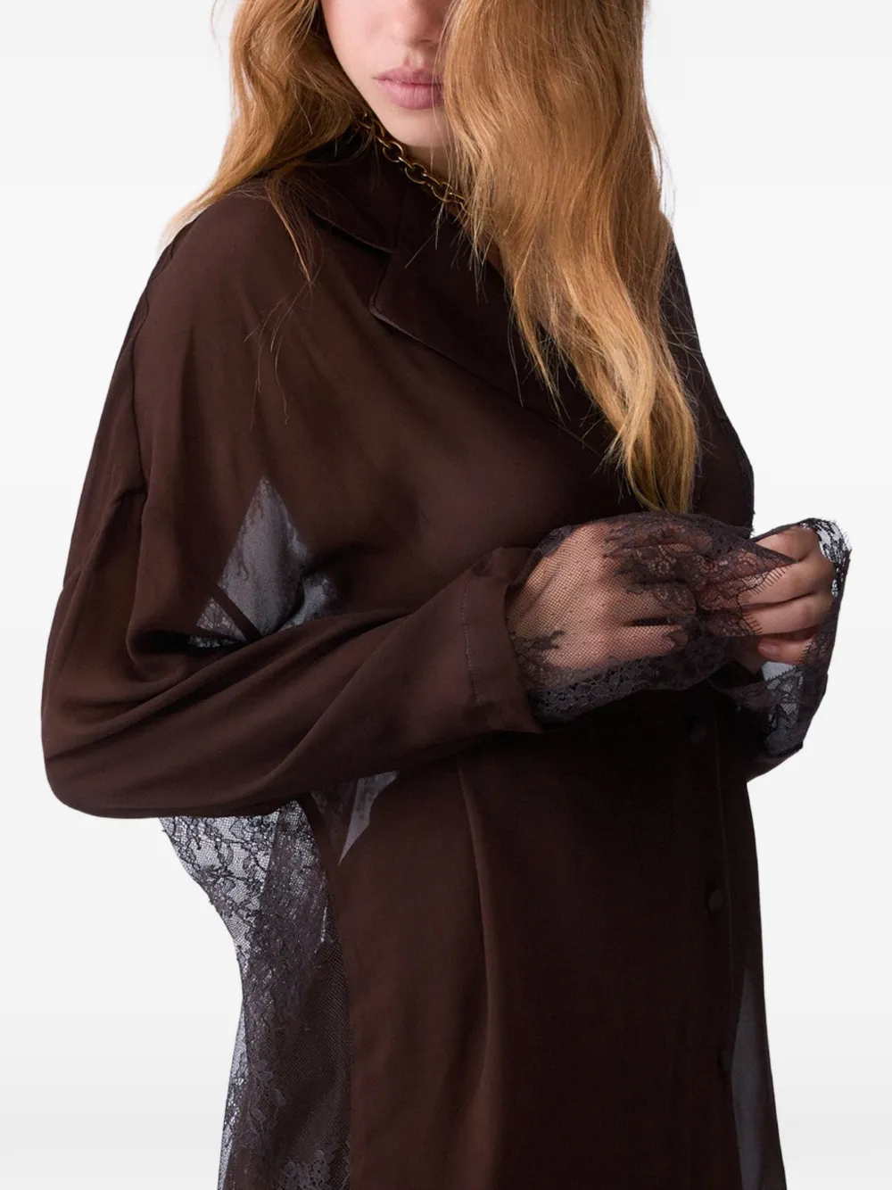 LIU JO Blouse met kanten details Bruin