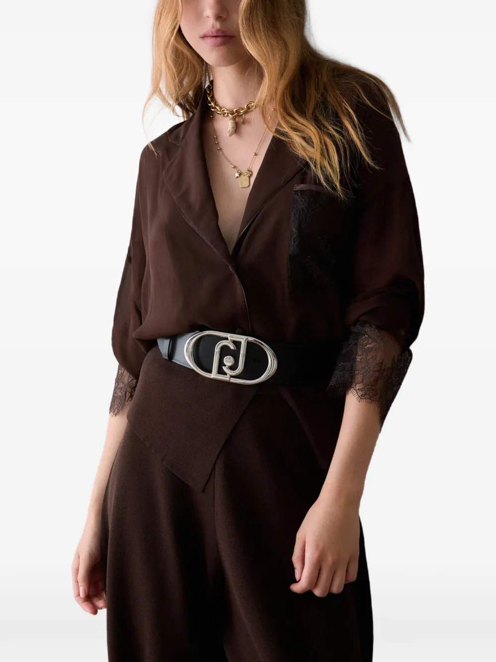 LIU JO Blouse met kanten details Bruin