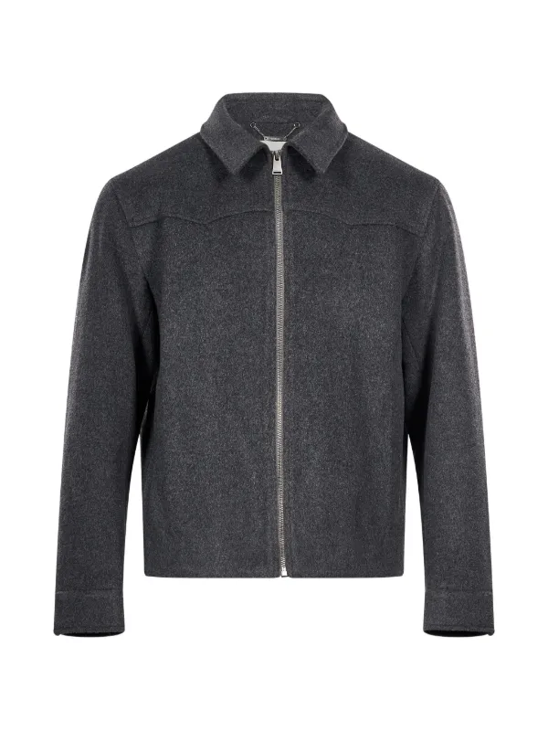 Simkhai Jasper Western-yoke Zip-up Jacket in Grey