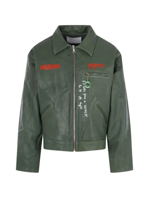 Paly embroidered leather jacket