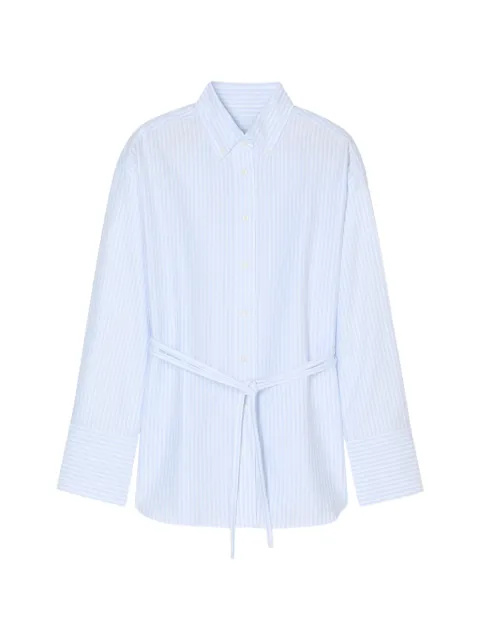 Closed striped belted shirt