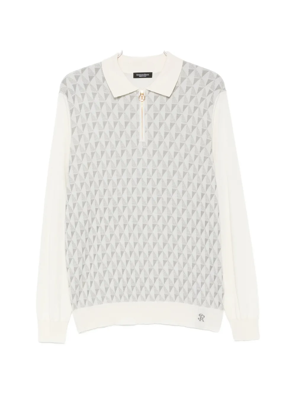 Stefano Ricci geometric-pattern long-sleeve polo shirt - Toni neutri