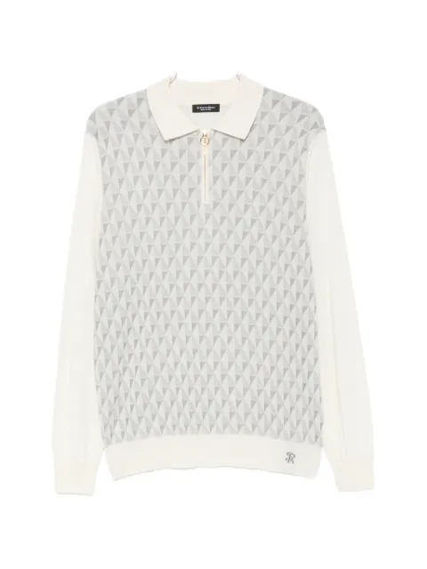 Stefano Ricci geometric-pattern long-sleeve polo shirt
