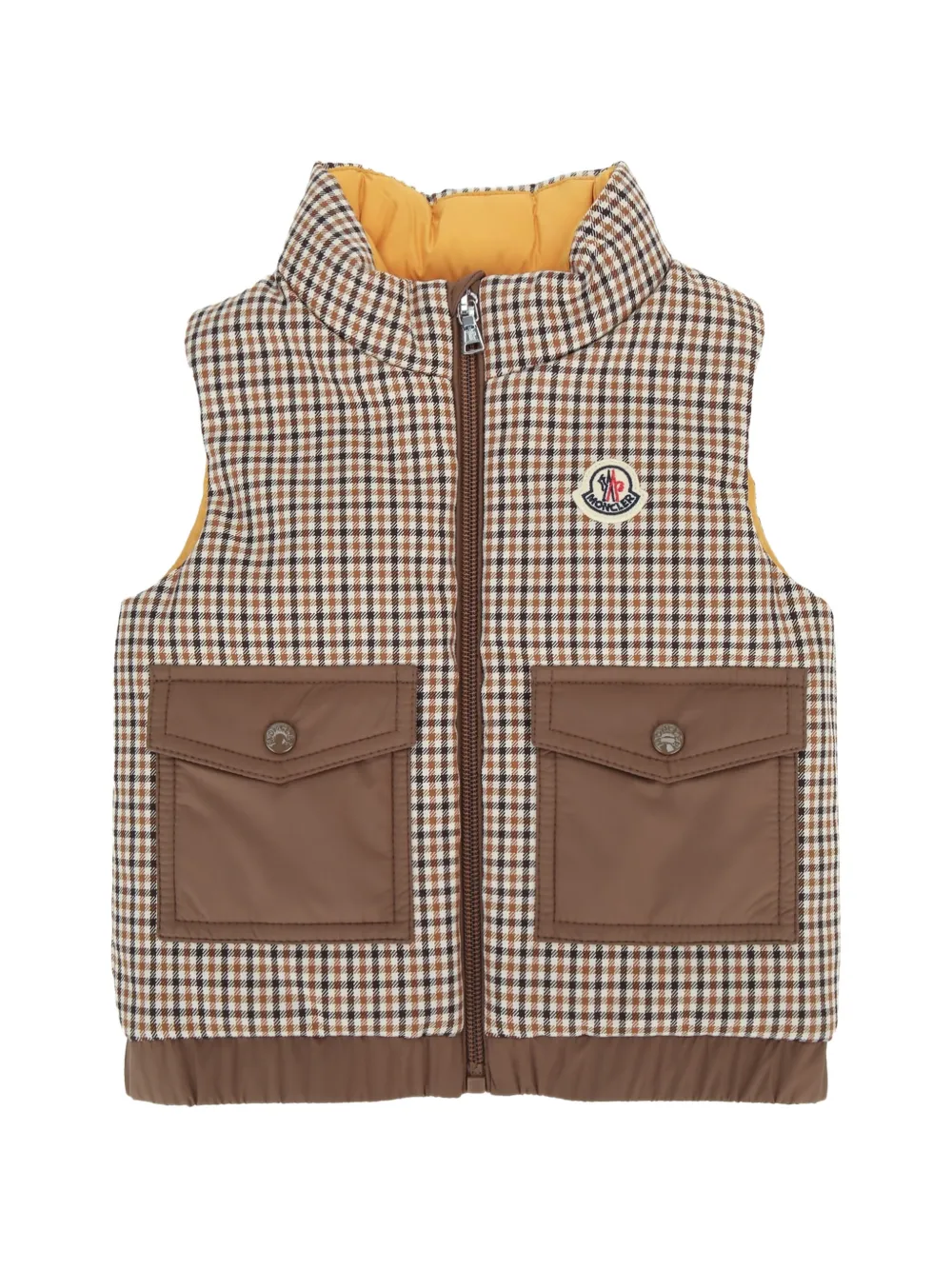 Moncler Enfant Adrien check-patten gilet Bruin
