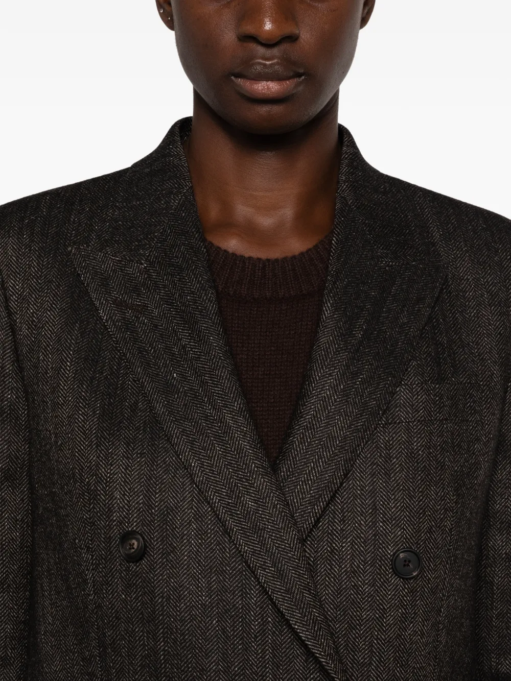 Tagliatore double-breasted herringbone-pattern blazer Bruin