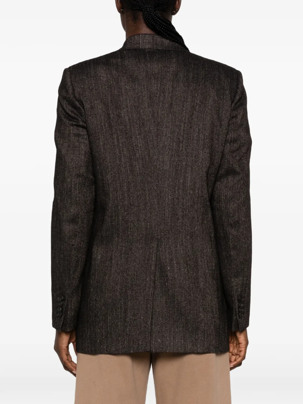 Tagliatore double-breasted herringbone-pattern blazer Bruin