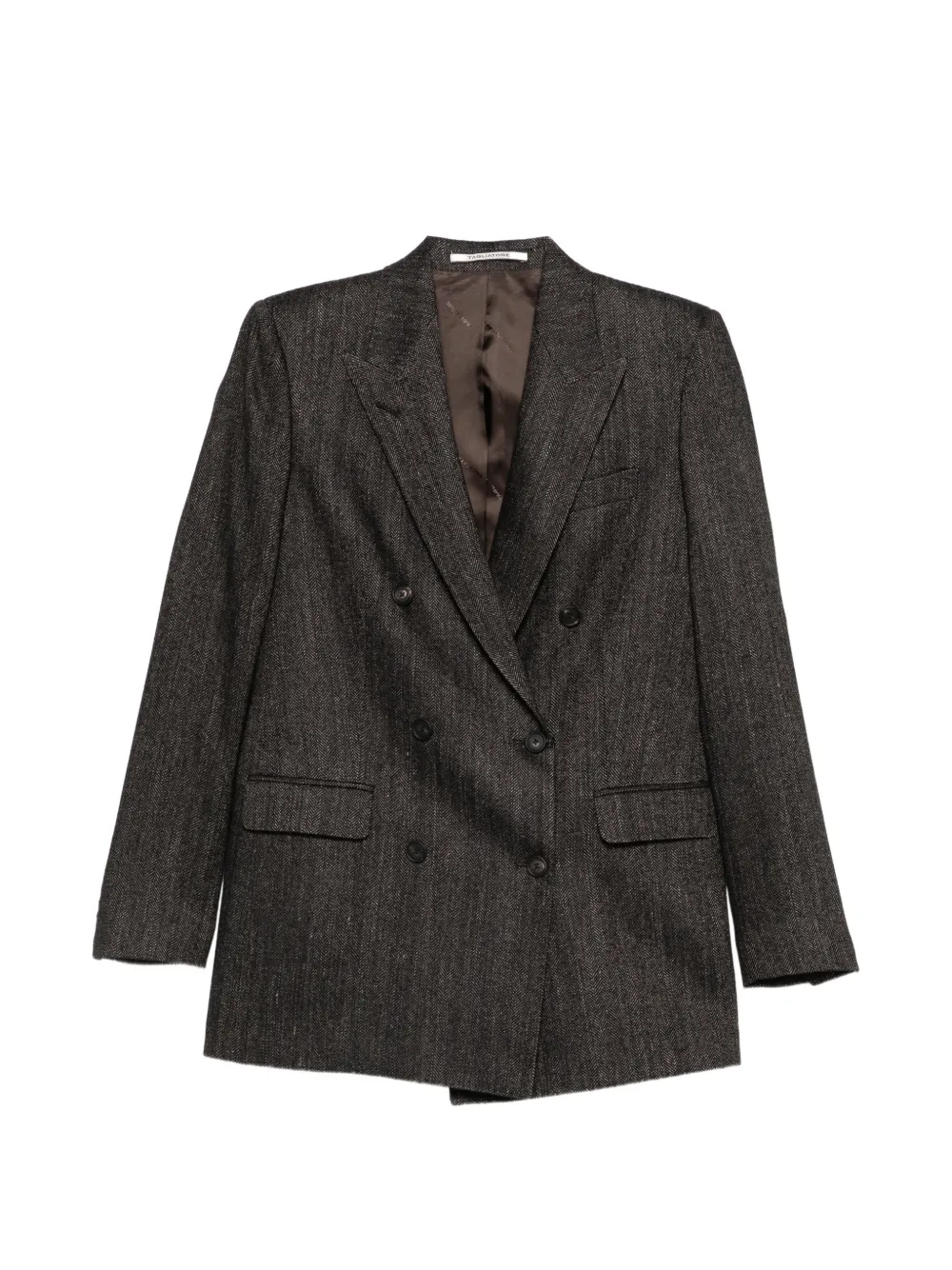 Tagliatore double-breasted herringbone-pattern blazer - Marrone