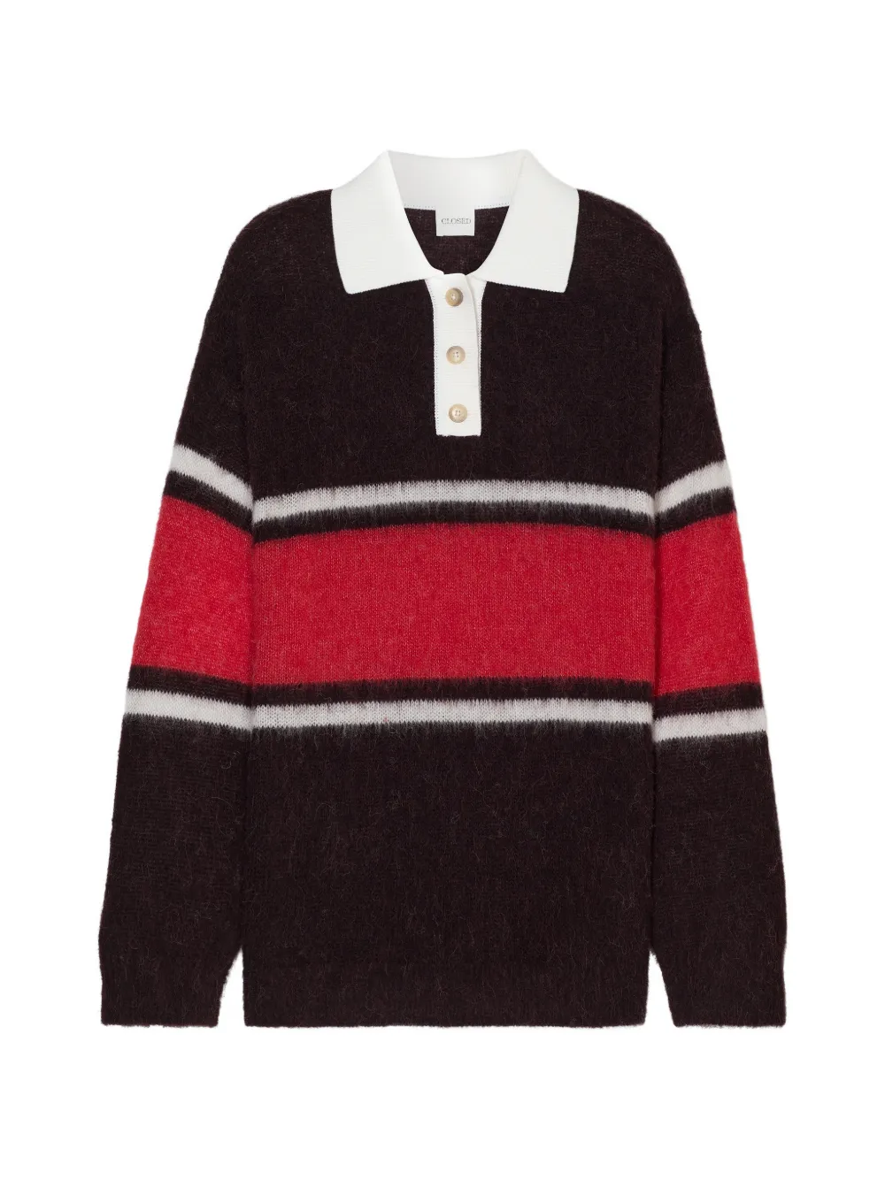 Closed rugby-stripe polo sweater - Braun