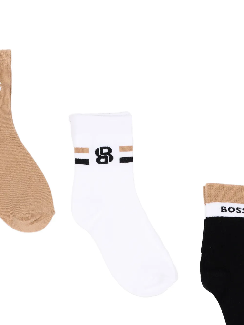 BOSS Kidswear Drie paar sokken met logo Beige