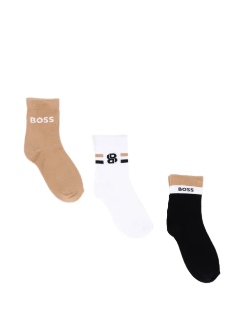 BOSS Kidswear logo-knit socks (set of three)