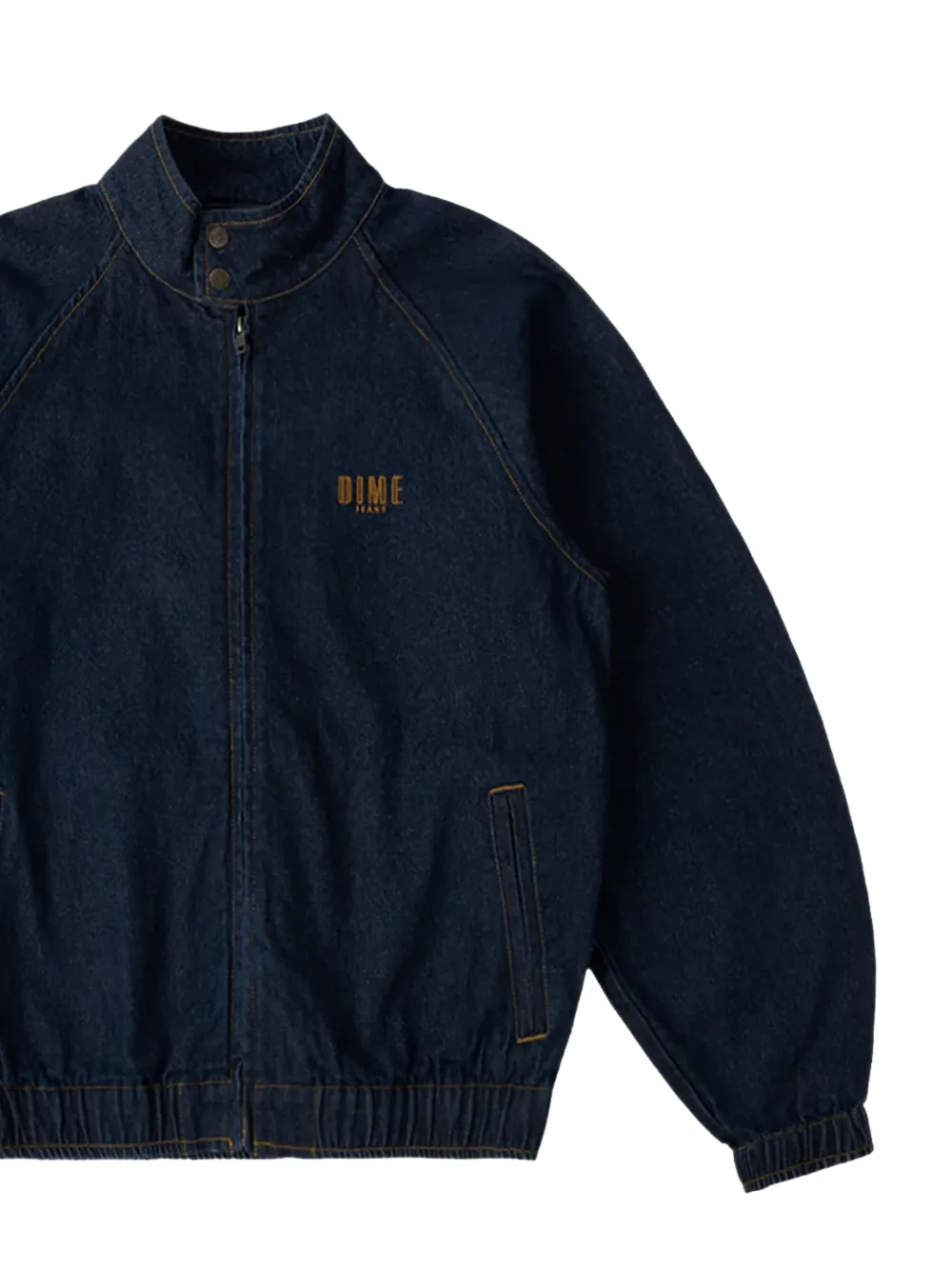dime logo-embroidered raglan-sleeve denim jacket - Blu