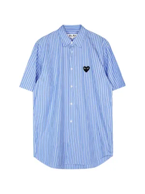 Comme Des Garçons Play ハートパッチ ストライプ シャツ | ブルー