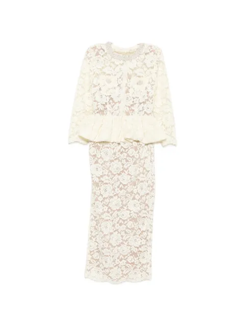 Self-Portrait peplum floral-lace dress