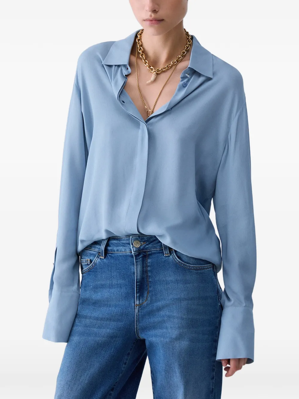 LIU JO Crêpe de chine blouse Blauw
