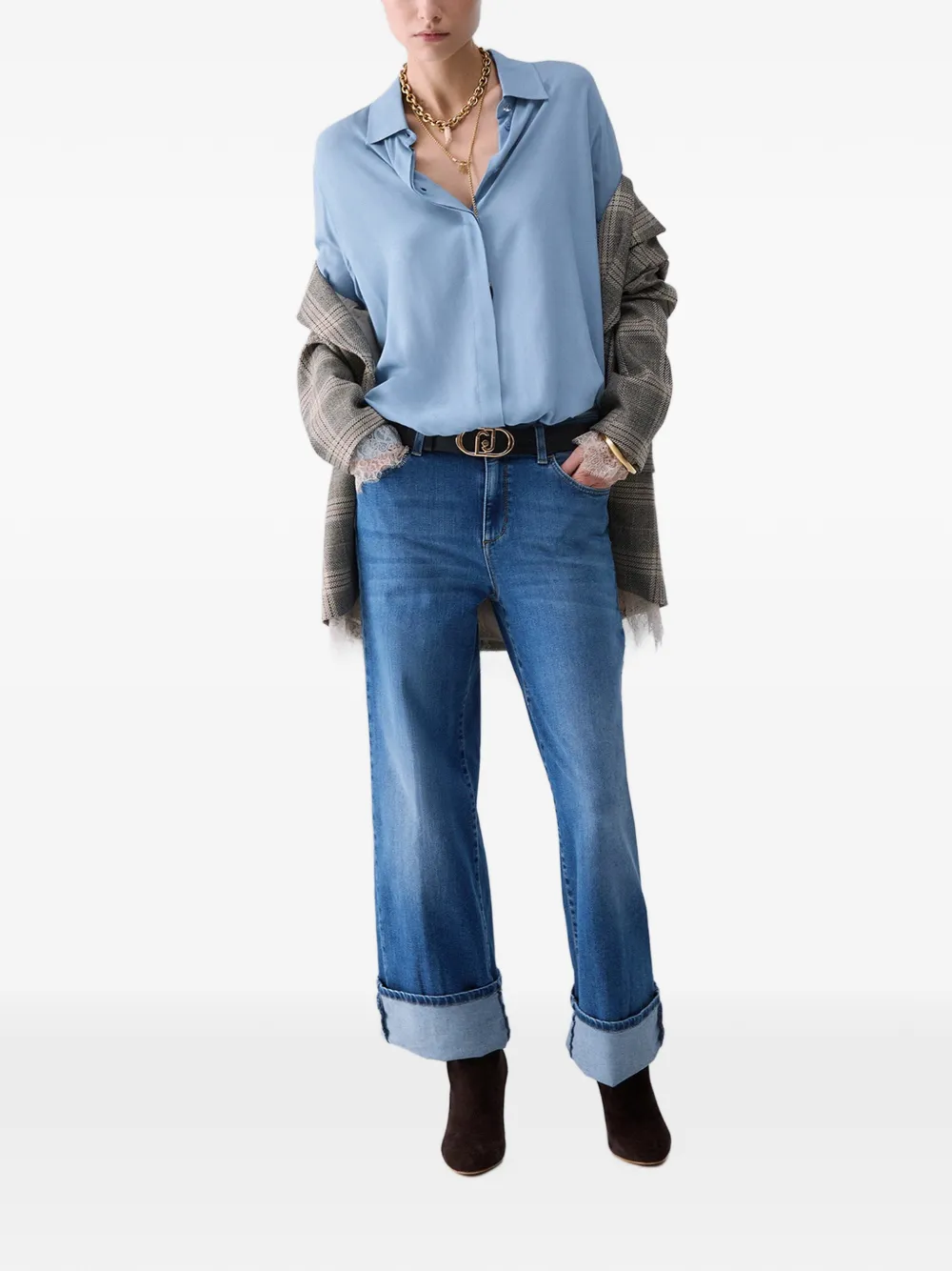 LIU JO Crêpe de chine blouse Blauw