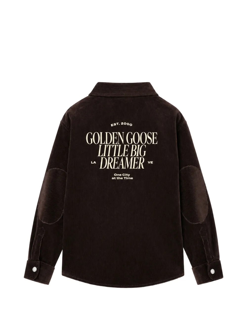 Golden Goose Kids Ribfluwelen shirt met logoprint Bruin