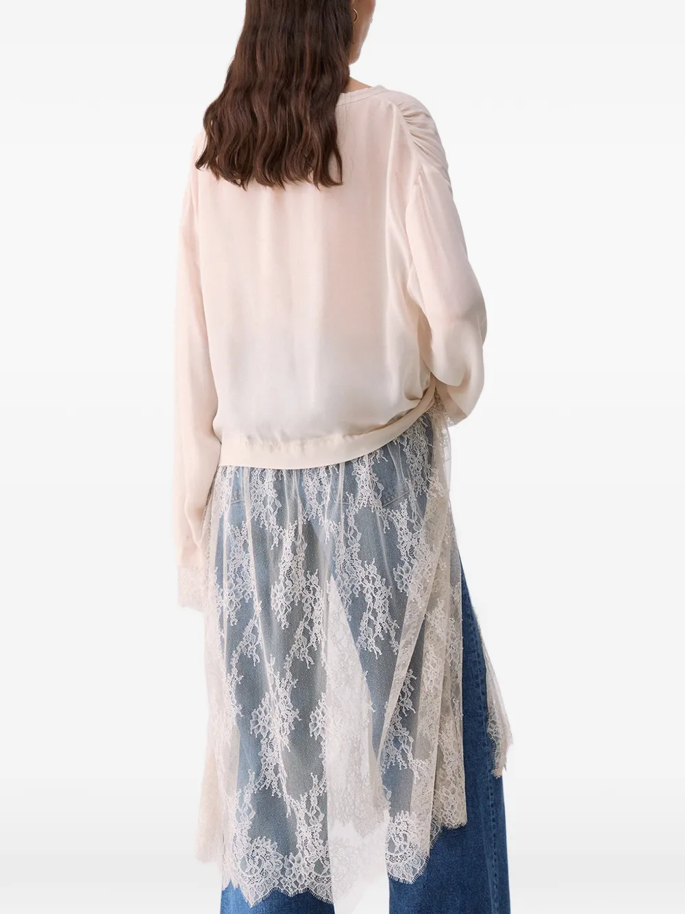 LIU JO Lange blouse met kanten details Beige