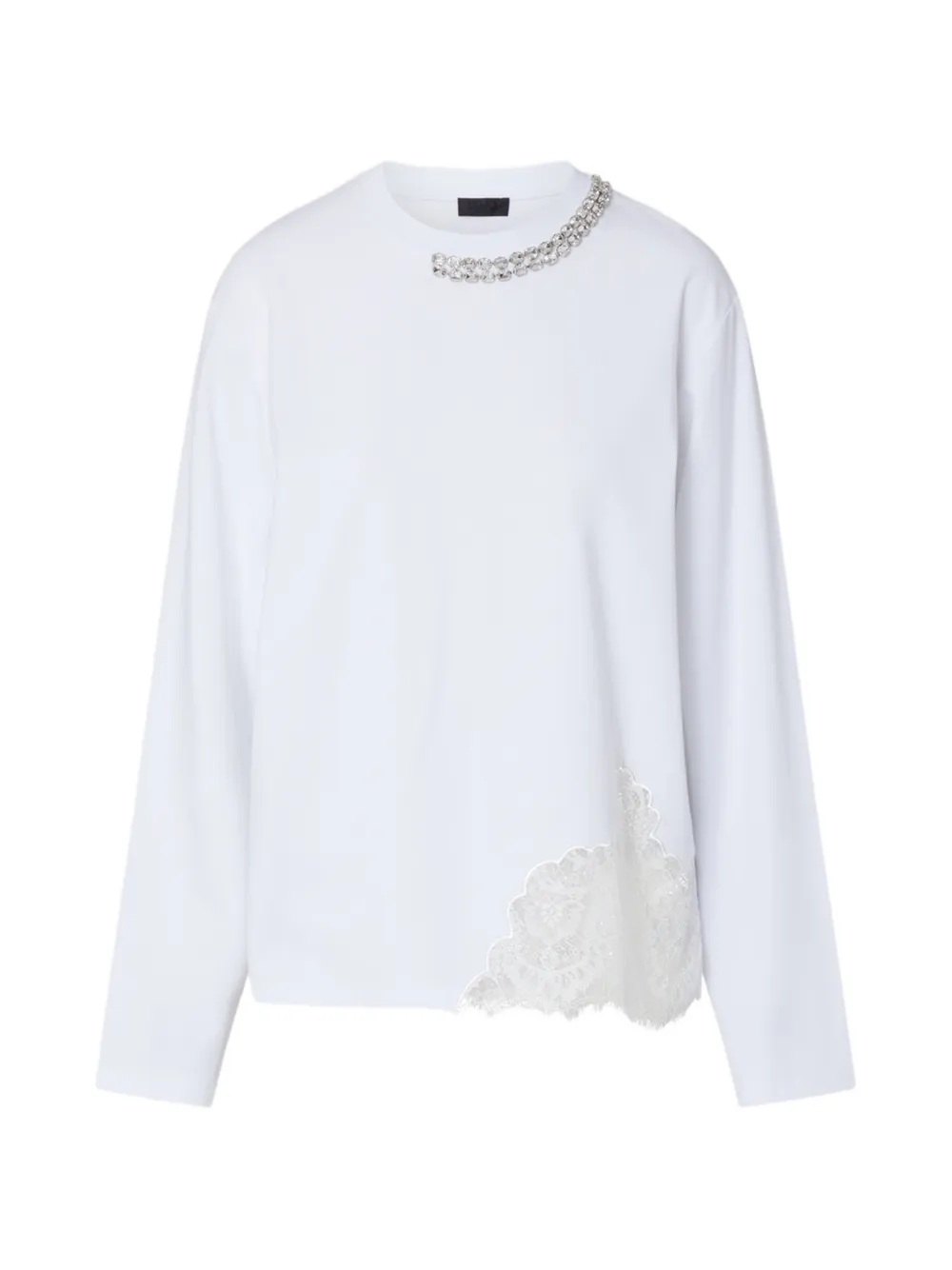 LIU JO T-shirt with lace and jewel embellishments - Bianco