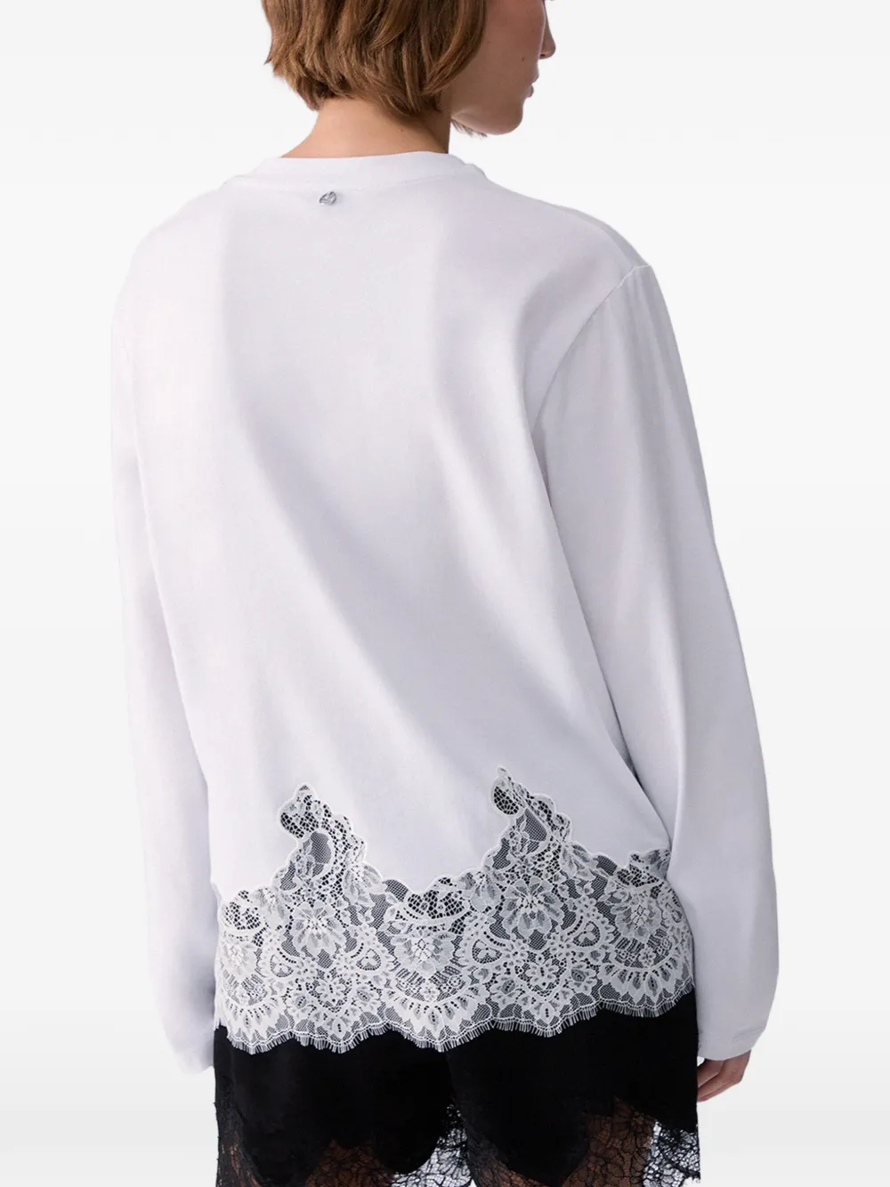 LIU JO T-shirt verfraaid met kant en kristallen Wit