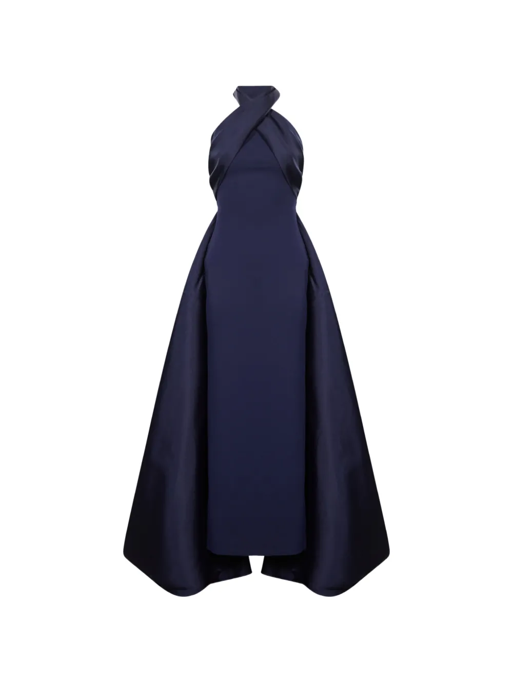 Solace London The Rumi Crossover Halterneck Gown In Blue